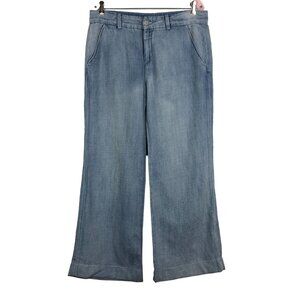 Hudson Womens Nico Midrise Blue Trousers Jeans Sz 30 Wide Leg Linen Blend